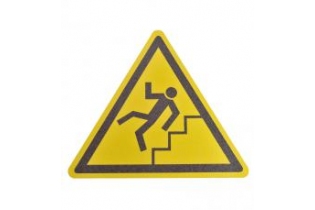 Противоскользящий напольный знак, надпись «Осторожно ступени», треугольник со сторонами 600 мм