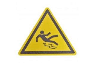 Осторожно скользкий пол - Противоскользящий напольный знак, треугольник со сторонами 600 мм