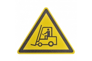 Противоскользящий напольный знак, надпись «Осторожно погрузчик», треугольник со сторонами 600 мм